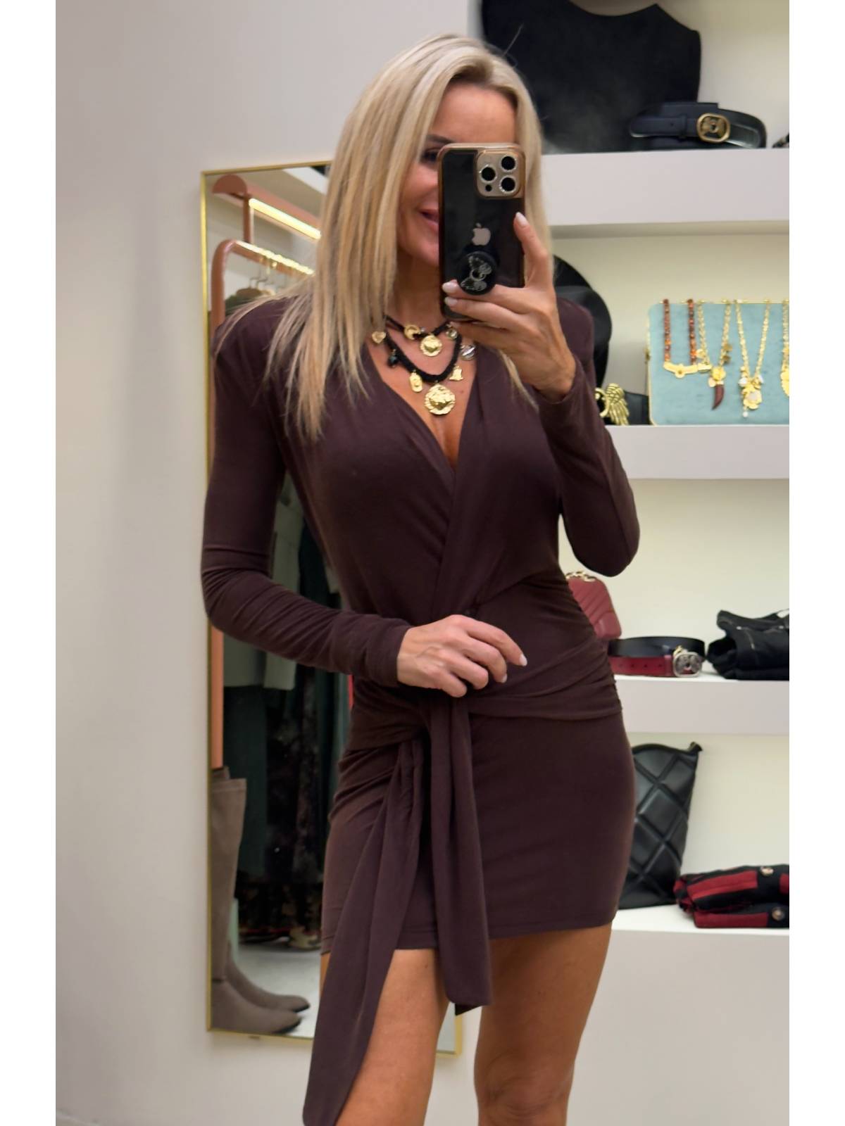 VESTIDO MENTO MARRON