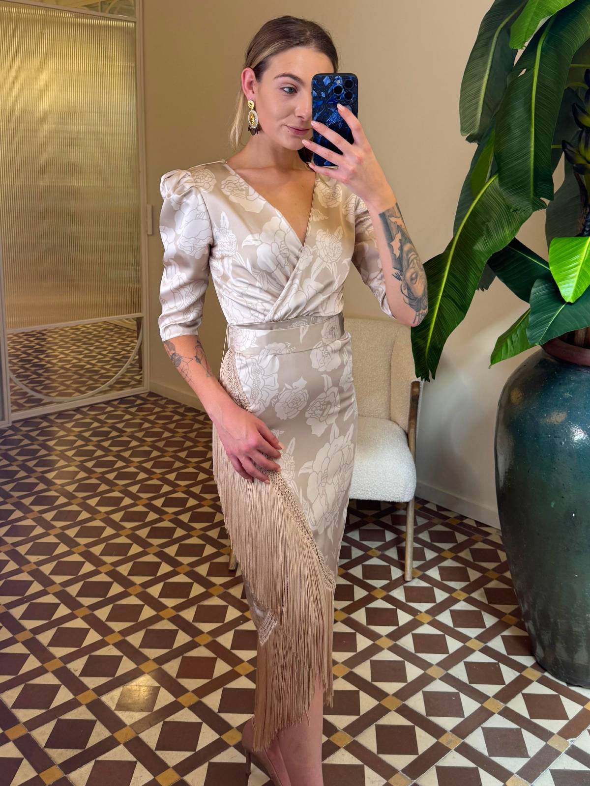 VESTIDO BOUQUET BEIGE