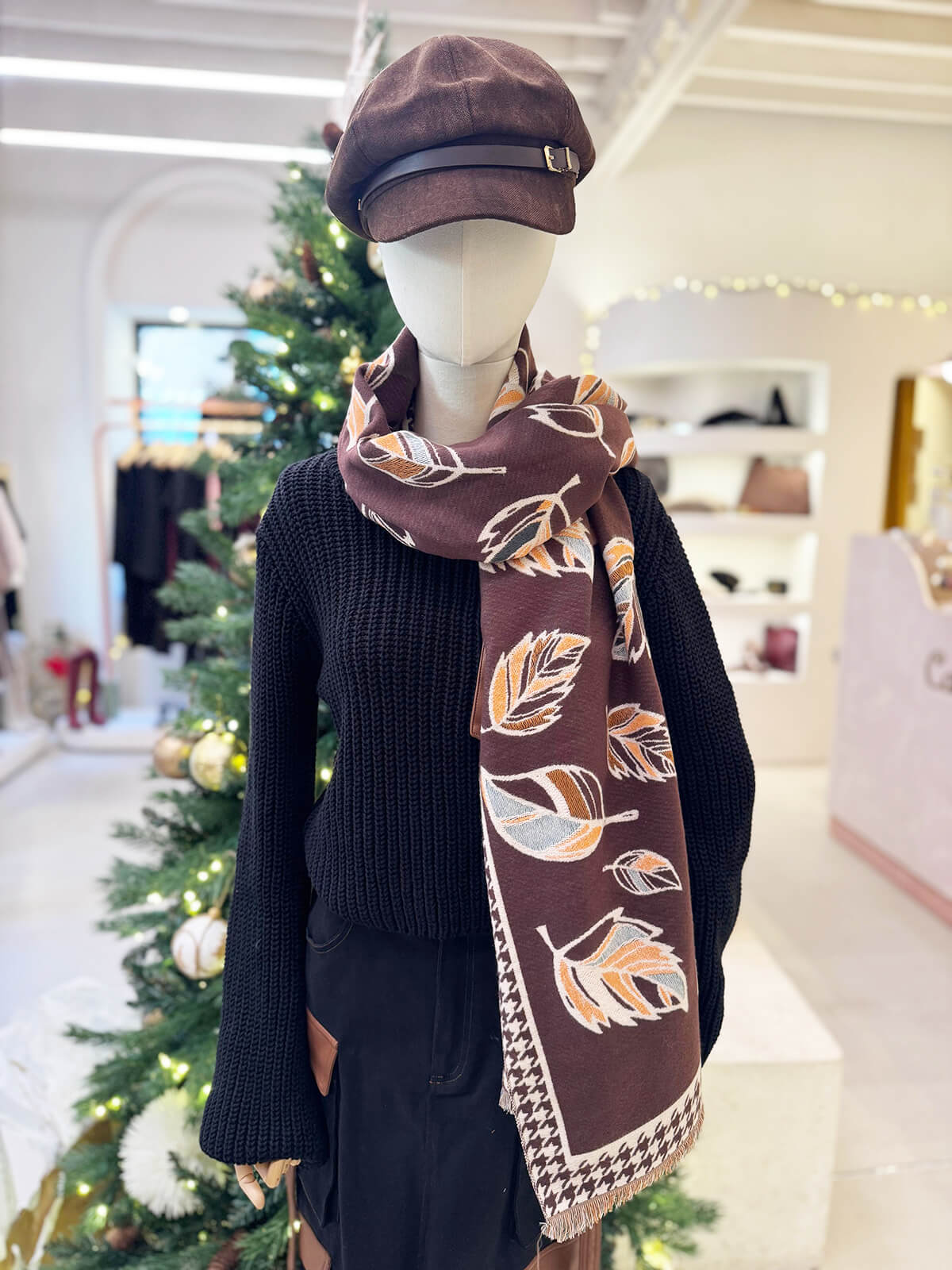 BUFANDA HOJAS MARRON