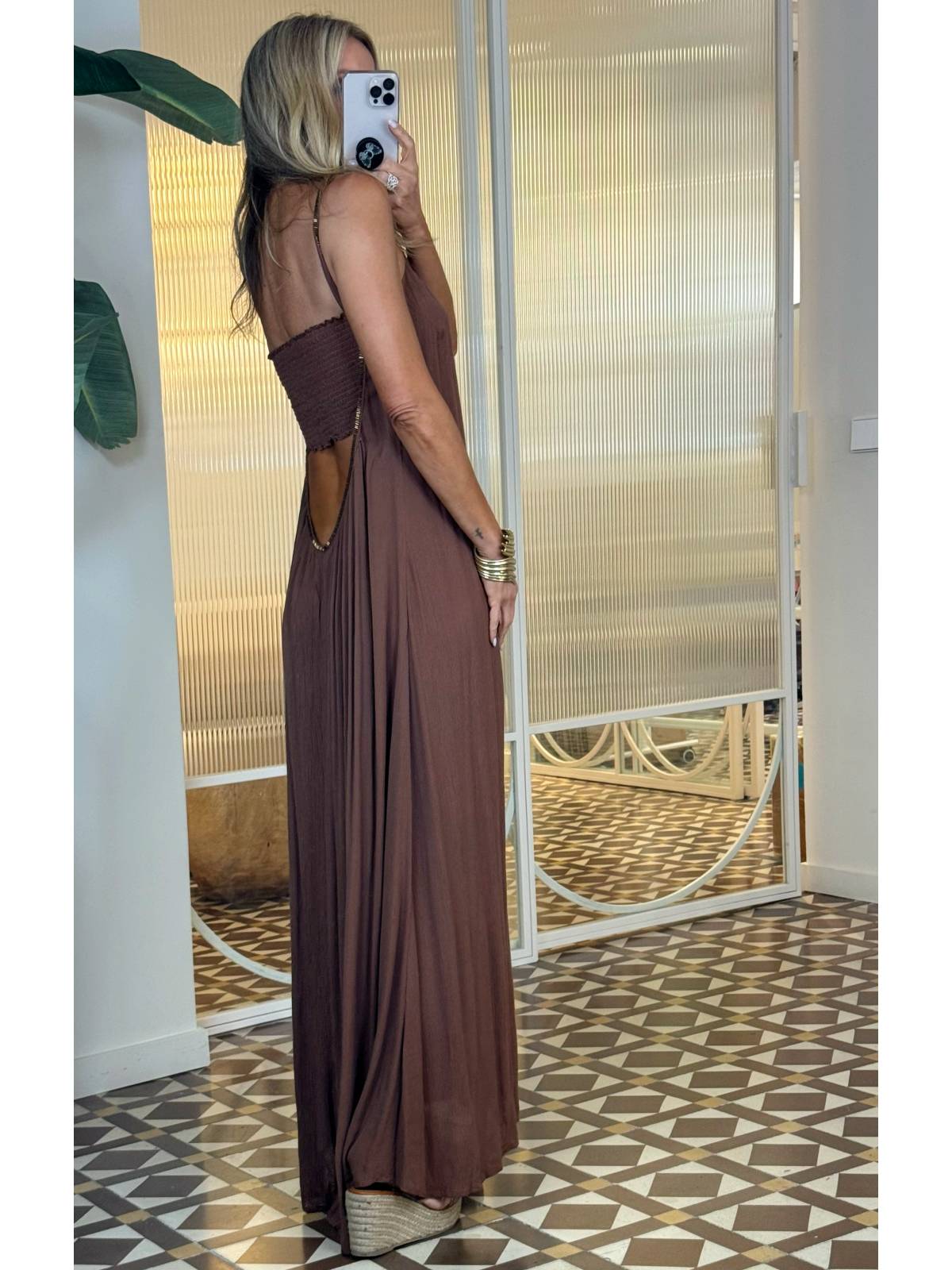 VESTIDO CARA LARGO MARRON
