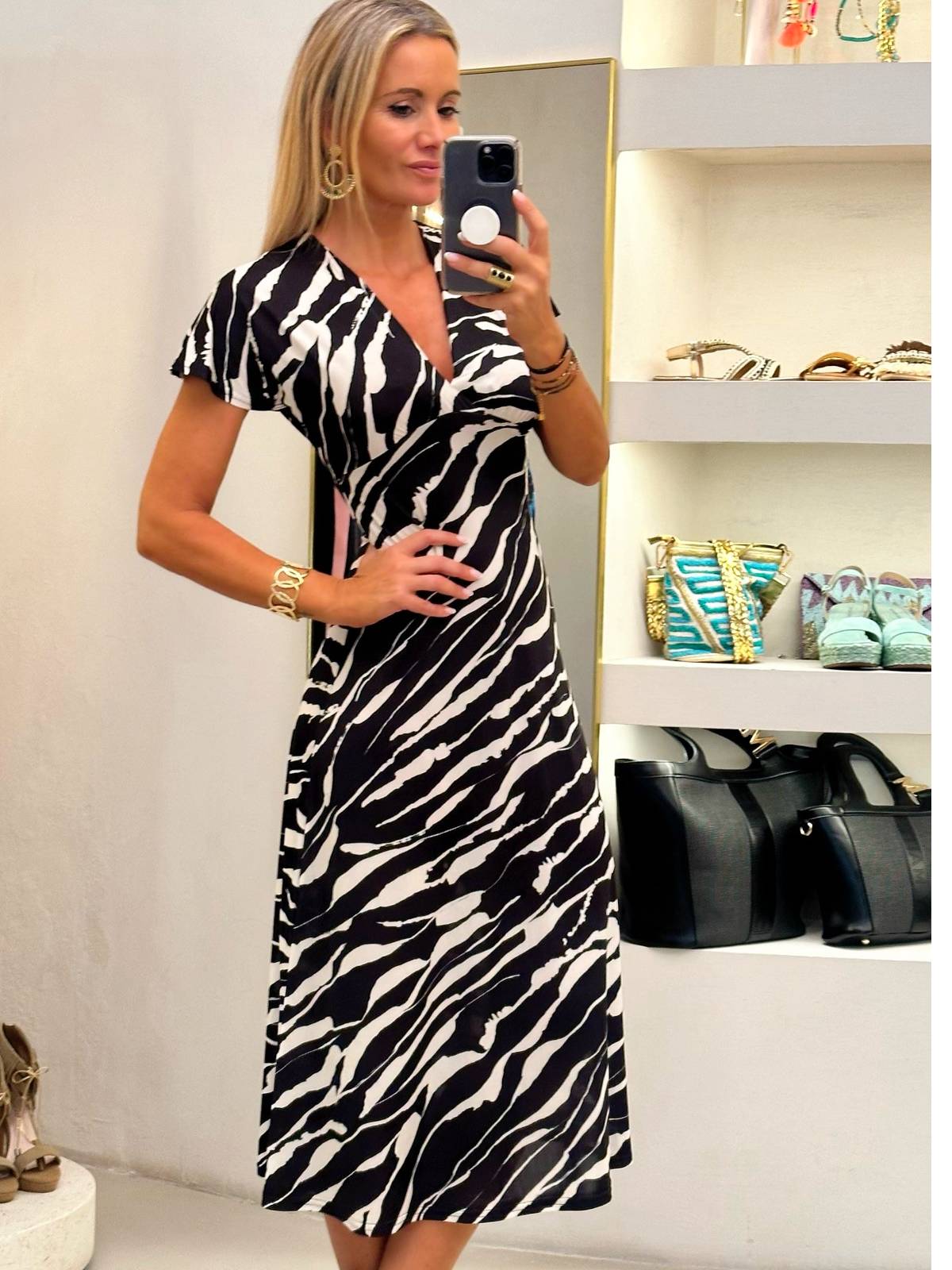 VESTIDO DANCY PRINT BLANCO Y NEGRO