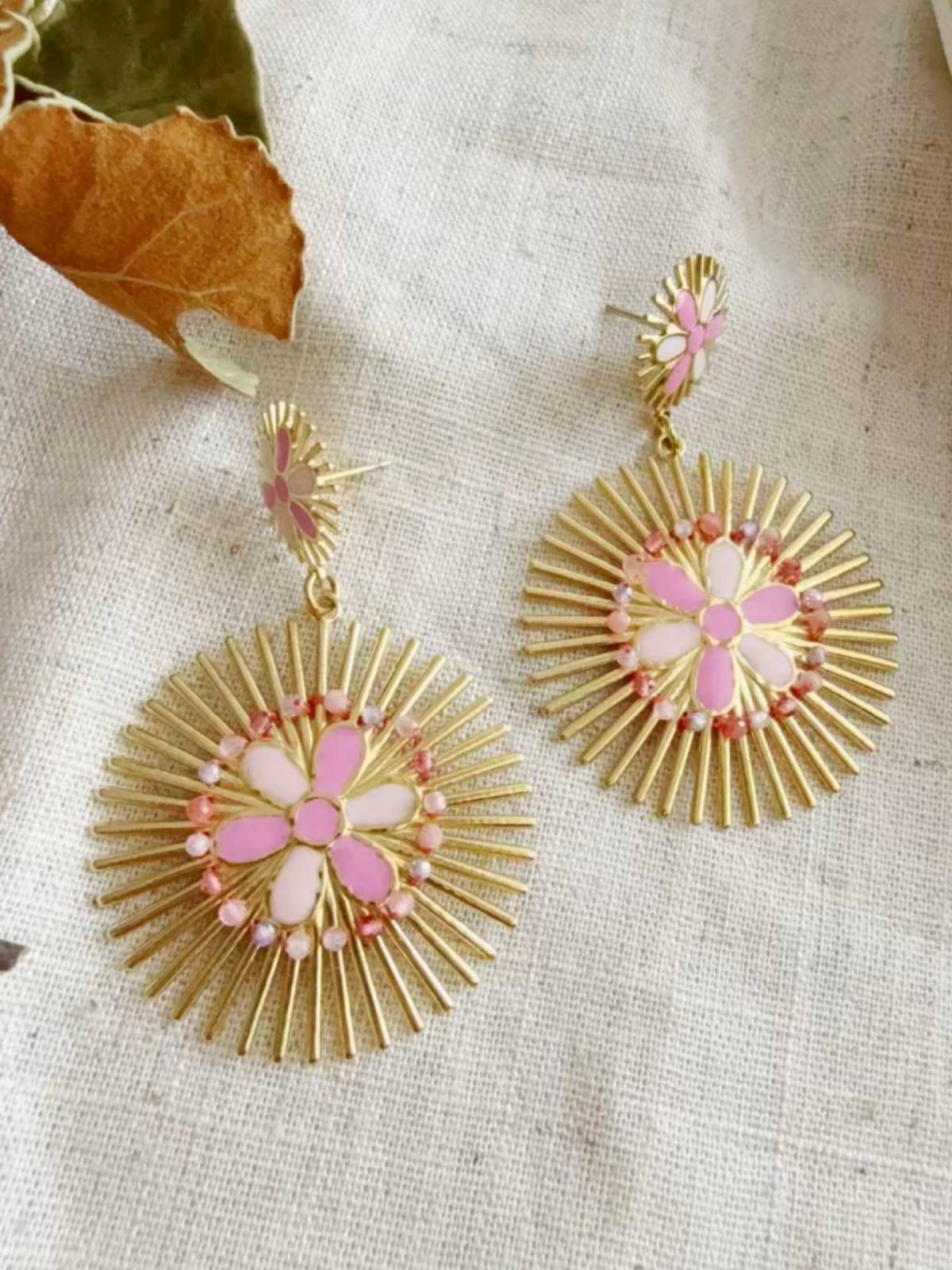 PENDIENTES FLORAL ROSA