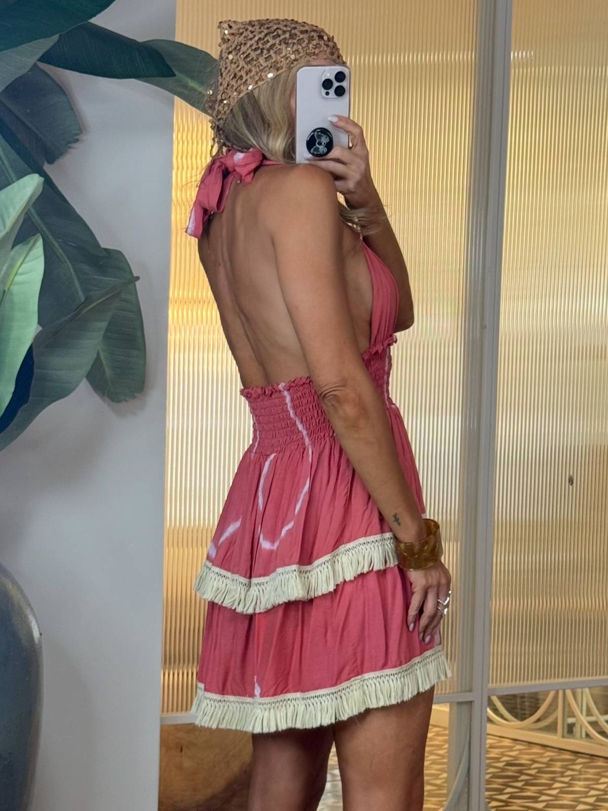 VESTIDO IKAT CORAL