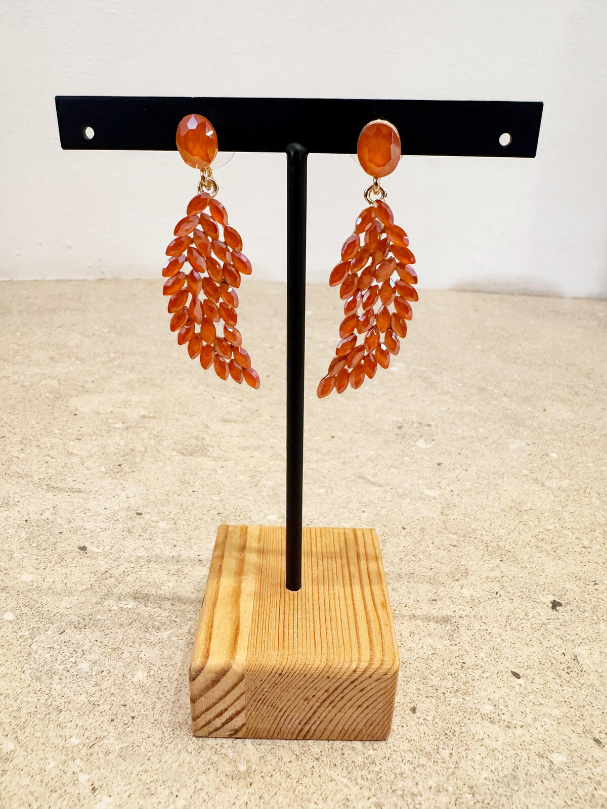 PENDIENTES HOJA CRISTAL NARANJA