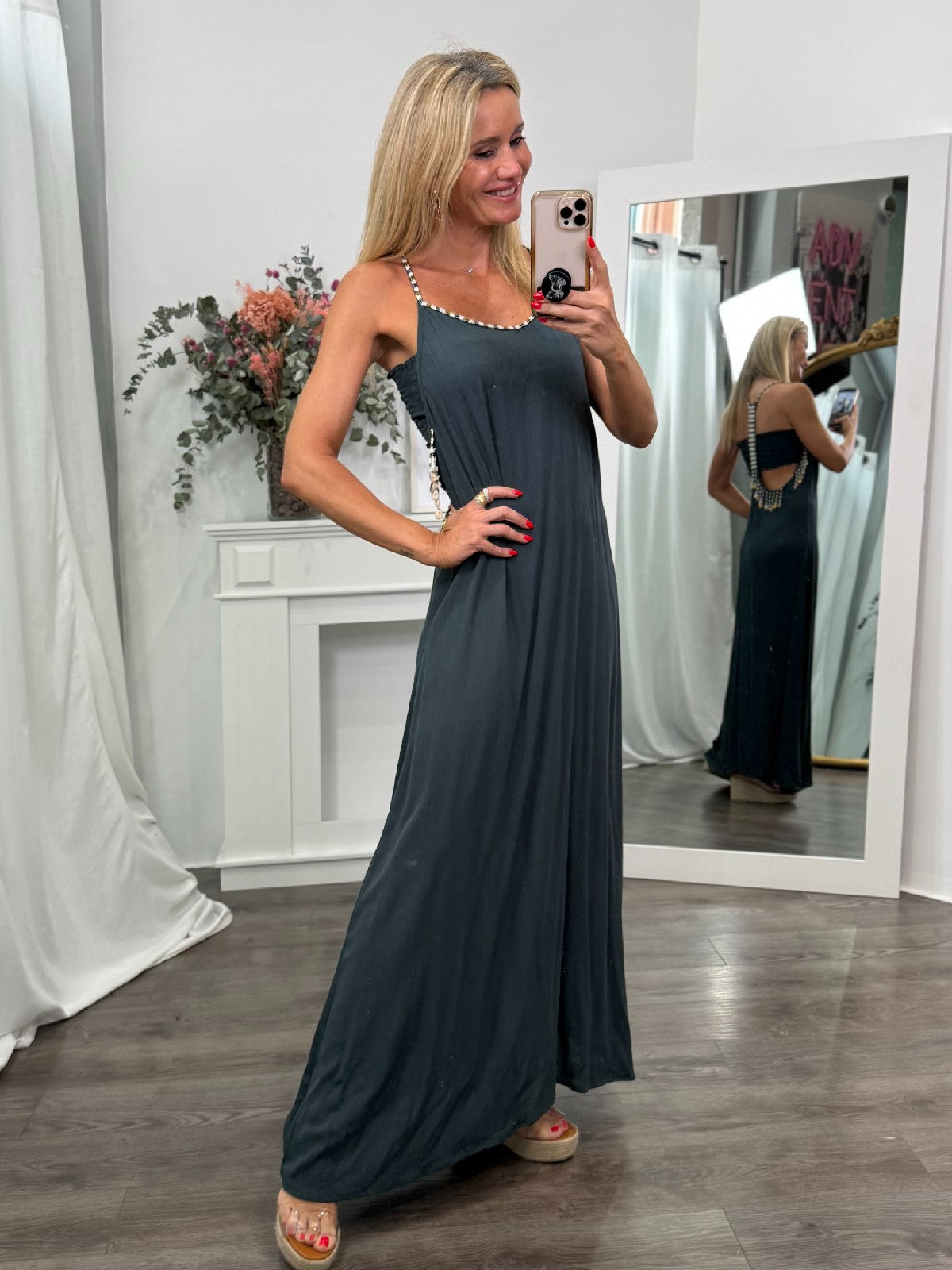 VESTIDO LARGO SENA GRIS