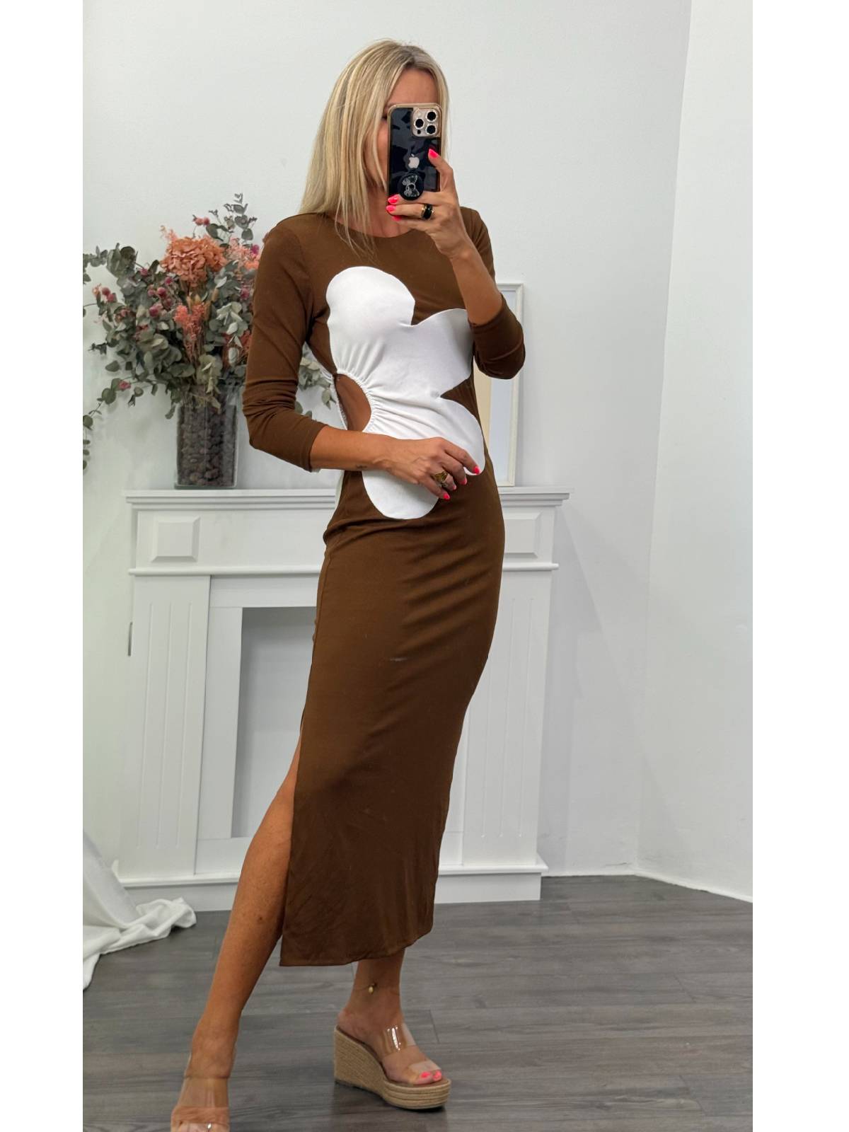 VESTIDO FLORET MARRON