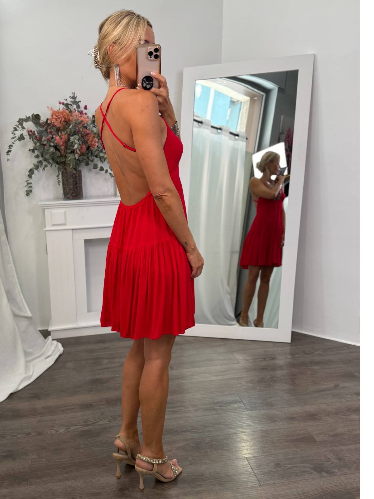 VESTIDO PLUME CORTO  ROJO