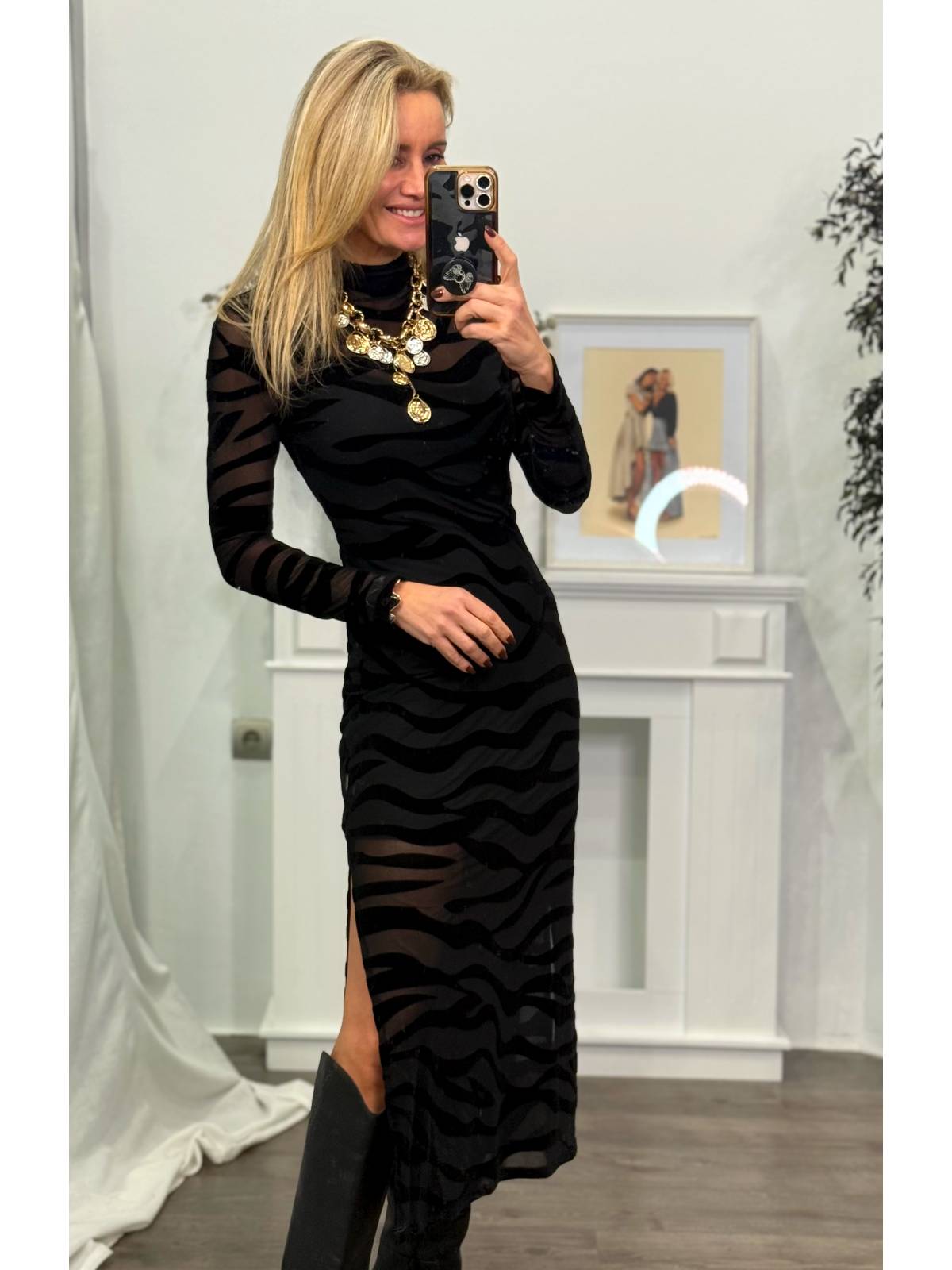 VESTIDO ZEBRA NEGRO