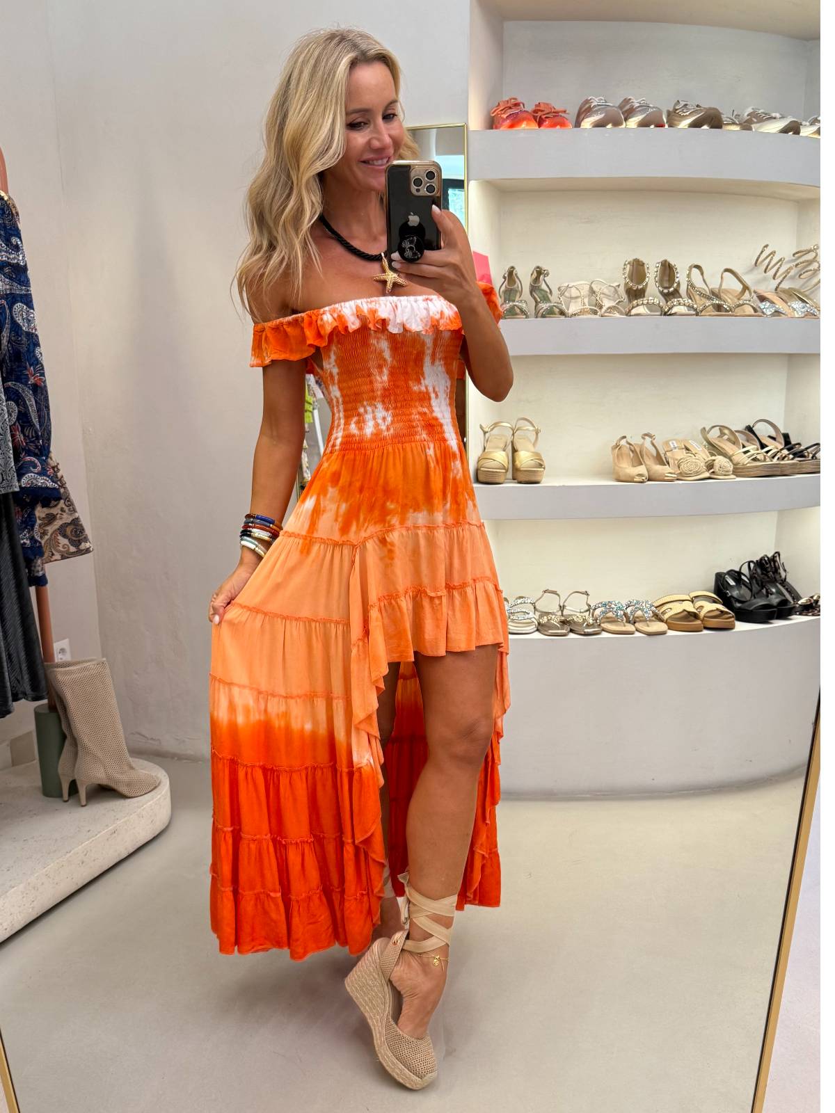 VESTIDO FLOR NARANJA