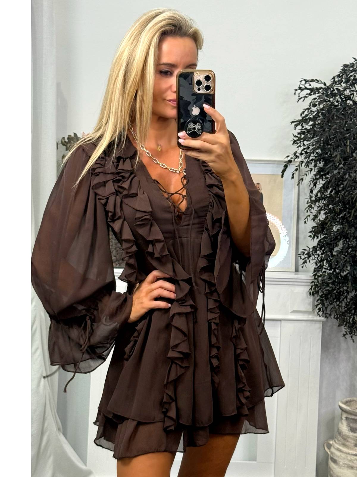VESTIDO VILLIERS MARRON
